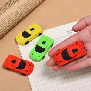 Random Color Mini Car Shaped Eraser (4 Counts), Cute Car Design Eraser, Creative Eraser for Students, Office Stationery & Supplies