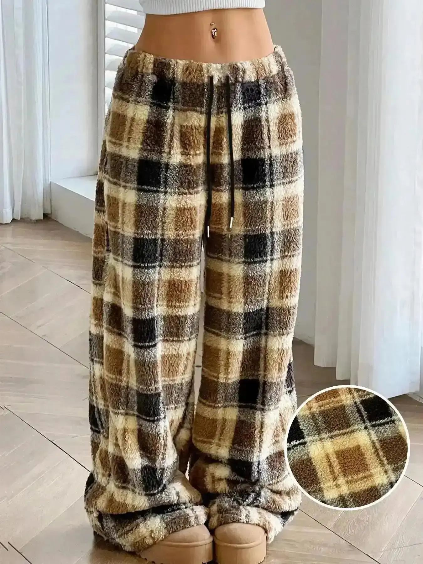 Pleated High Waist Trousers, Flannel Fleece Lined Leopard Print Heart Valentine's Day Camo Sweatpants, Streetwear Hip Hop Rap Dance Motorcycle School Y2K Fashion, Everyday, Every Season, Easy Wear, Street Style, On Th