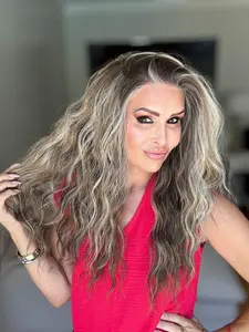 AISOM Marissa Iced Latte Long Water Wave Free Part 13x4 Lace Front Wig 20 Inches Low Density Heat Friendly Synthetic Lace Wig