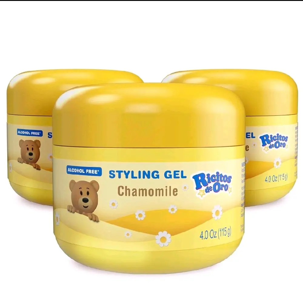 Ricitos de Oro 3 Pack Chamomile Styling Gel Gentle for Kids Alcohol Free 4 oz Each Nourishing & Non-Greasy Hair Care Haircare