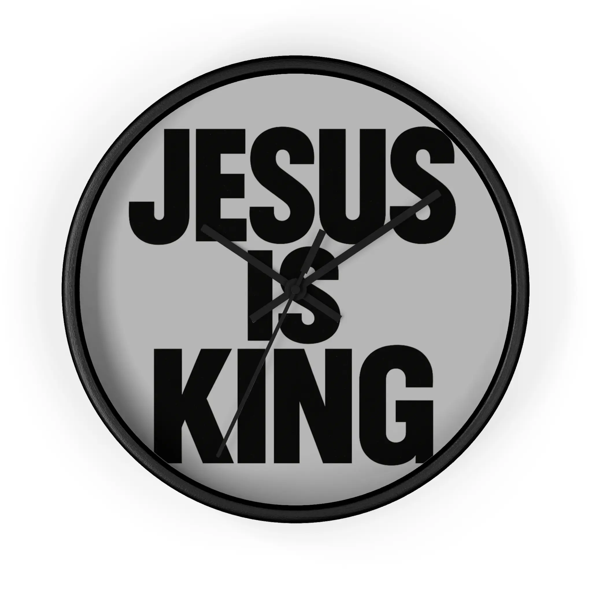 Grey Minimalist Jesus is King Wall Clock, Christian Home Decor, Religious Gift, Modern Wall Art, Inspirational Timepiece