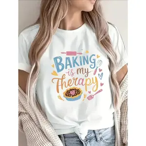 Women'S Baking is My T-Shirt| Lightweight, Durable, Short-Sleeved, Crew-Neck, Casual Kitchen Apron Top with Bakery-Themed Graphic Print, Perfect for Bakers and Cooking Enthusiasts, Homey Kitchen Clothing, Fun Design, Comfortable Fit