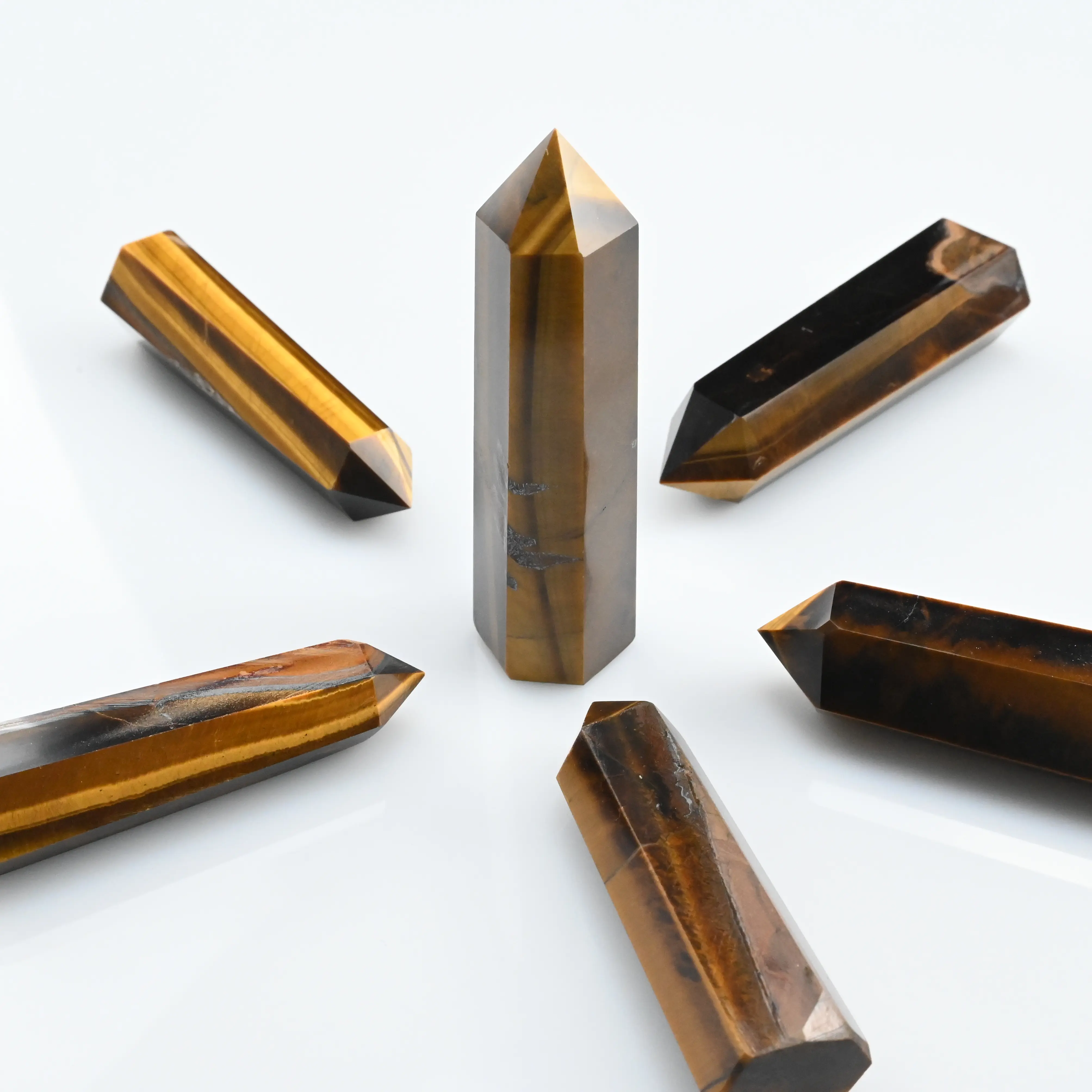 70-100MM Golden Tiger Eye Towers Crystal Healing Crystal Desktop Ornament Forsun Crystal