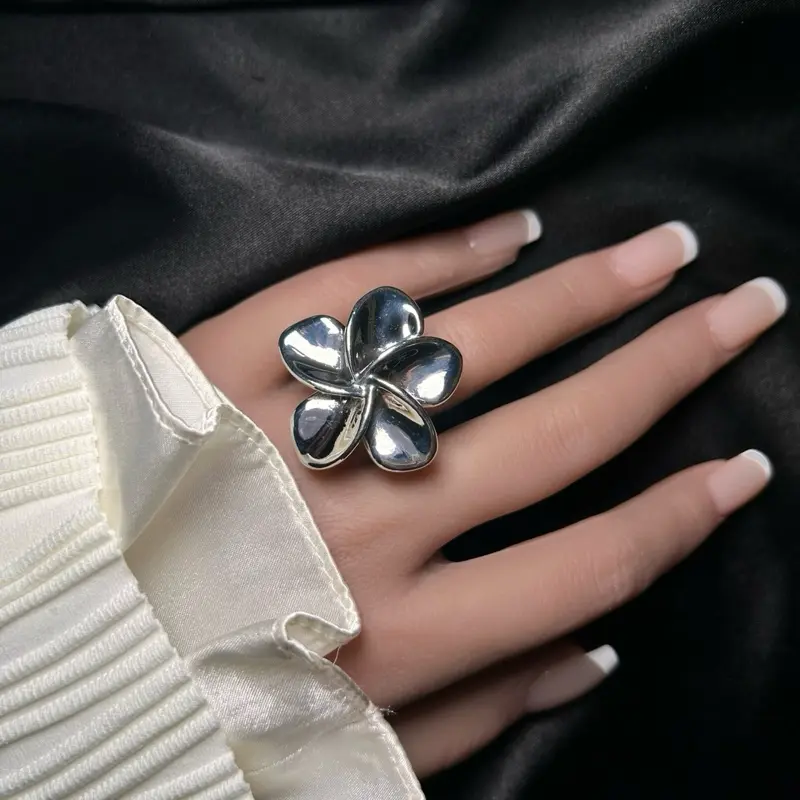 Anillo exclusivo electroformado de flor MAXI hawaiana C- 925