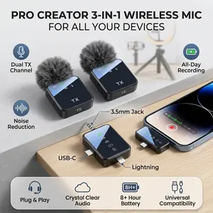 Universal Mini Wireless Lavalier Mic, High Fidelity Audio Recording, Noise Cancelling Lapel Microphone, 328ft Transmission Range for Vlog Live Broadcast Video Shooting