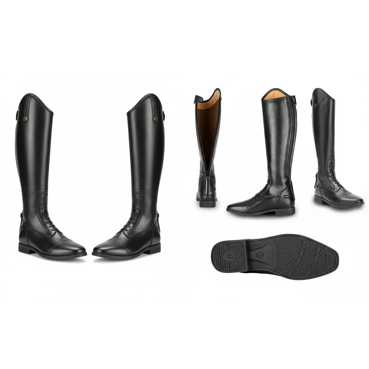 Shires Moretta Ortona Tall Black Leather Riding Boots - Dressage Cut - Multiple Sizes