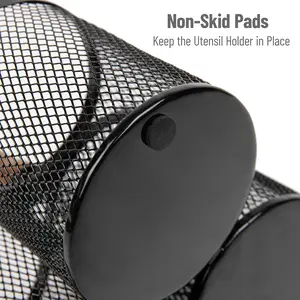 Mind Reader Utensil Holder, Silverware Organizer, Caddy, Cutlery Holder, Kitchen, Metal Mesh, 7.5"L X 7.5"W X 9.75"H, Black EMS Mind Reader LLC