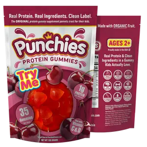 Punchies Protein Gummies for Kids | Whey, Collagen, Vitamin D, Vitamin C | Cherry