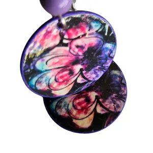 Midnight Orchid Bloom Paper Earrings - Colorful Design, Ideal for All Seasons, Perfect for Women