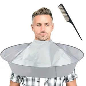 Hair Cloak Cape, Adjustable Haircut Cape Umbrella, Foldable Hairdressing Umbrella Cape with Comb, for Salon and Home Use, Heatless, Men Gifts, Barber Tools, Beard Trimmer Kit, Beard Care Accessories, Beard Grooming Kit