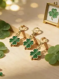 5pcs/10pcs/20pcs Green Clover Alloy Keychain, Lobster Clasp Design, Lobster Clasp Closure, Double the Luck, Accessory for St. Patrick's Day, Graduation, Birthday, and Wedding - Suitable for Car Keychains, Bag Charms, Small Gifts