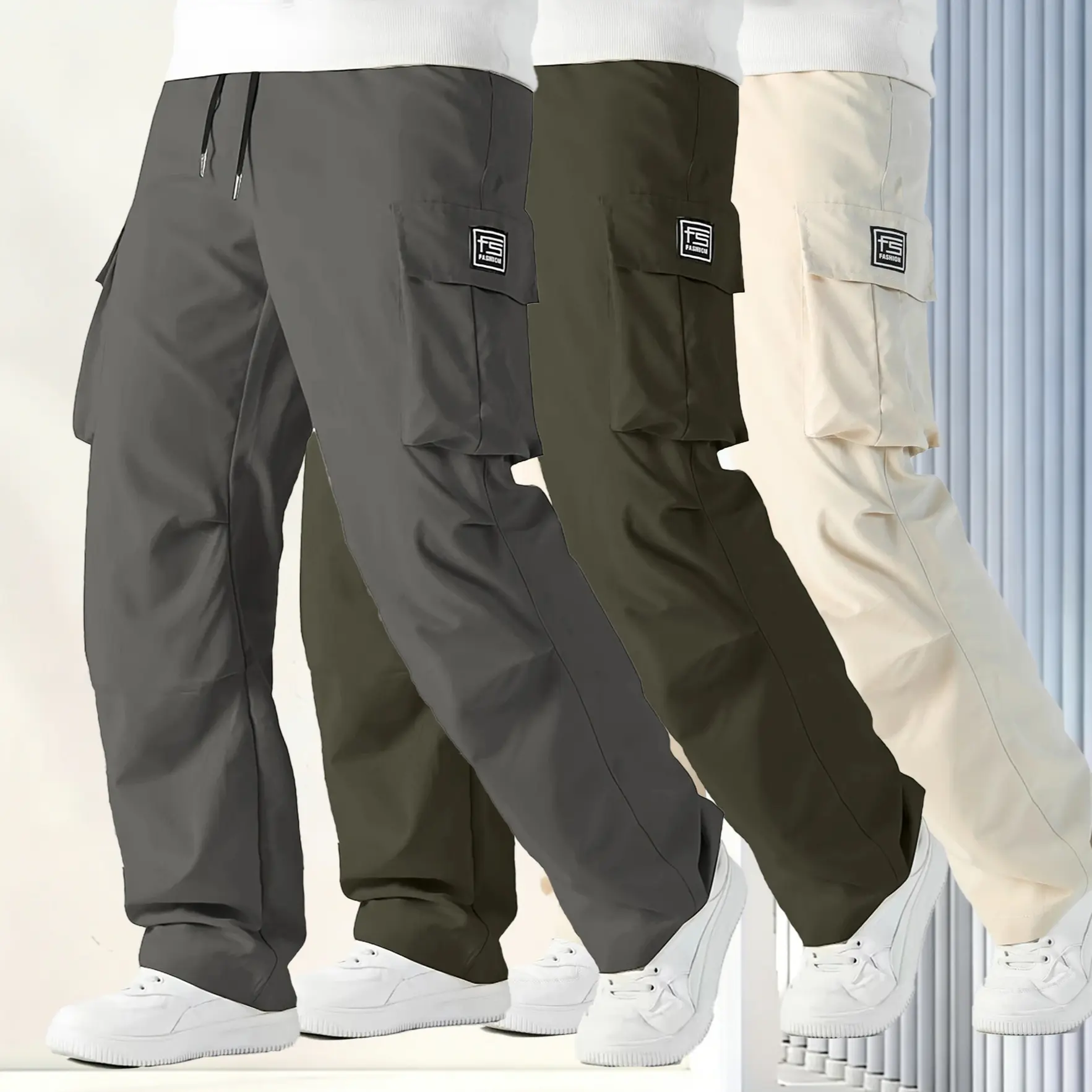 Gray + Army Green + Apricot