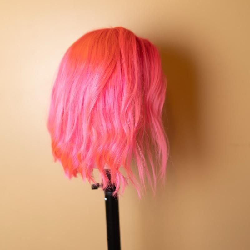 Hot Pink 100% Human Hair Wig - Soft Hair, Custom Color