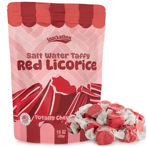 Snackathon Salt Water Taffy Single Flavor Red Licorice 15 oz Sweet Tangy Candy Treat