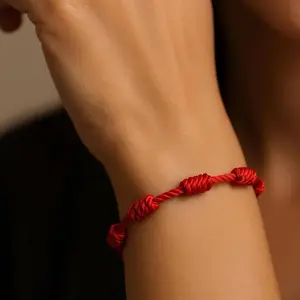 Unisex Enchanted Protection Bracelet - Red Cord with Knots, Elegant Design, Enchantment, Everyday Wear Fashion Accessory, Costume Jewelry Bangle