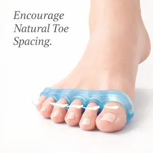 Soft Gel Toe Separators & Toe Spacers for Pedicure, Yoga & Daily Stretching – Reusable Blue Toe Separator for Women & Men, Regular Size