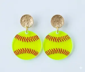 Softball Neon Yellow Earrings
