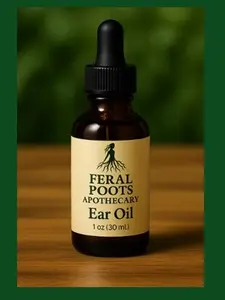 Feral Roots Apothecary Ear Oil - 1 oz Infused with Olive Oil Mullein Garlic & Calendula for Earache Relief Natural Healing Formula