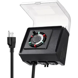 Mechanical Pool Timer for Above Ground Pools, NEMA 5-15R Plug-in 24-Hour Timer with Dual Outlets, 15A 125V 1HP, Up to 3 Daily Settings, Weatherproof Cover for Pool Pumps, Outdoor Lighting