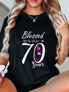 100% Cotton 70th Birthday Tee Gift and Blessed for 70 Years Birthday T-Shirt