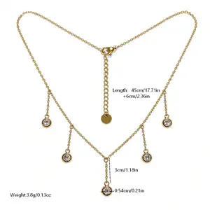 Lariat Gold Necklace for Women, Dainty Long Necklace 14k Gold/Silver Plated Layered CZ Beaded Bar Chain Y-Shaped Body Chain Stack Drop Wedding Necklace Trendy Simple Gold Jewelry Gifts