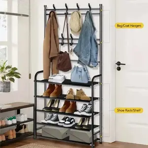 9-Tier Shoe Rack Organizer with Dustproof Nonwoven Cover – Freestanding Storage Shelf Holds 27–35 Pairs of Shoes, Boots & High Heels – Suitable for Entryway, Hallway & Closet, Shoe Organizer with Hat Rack