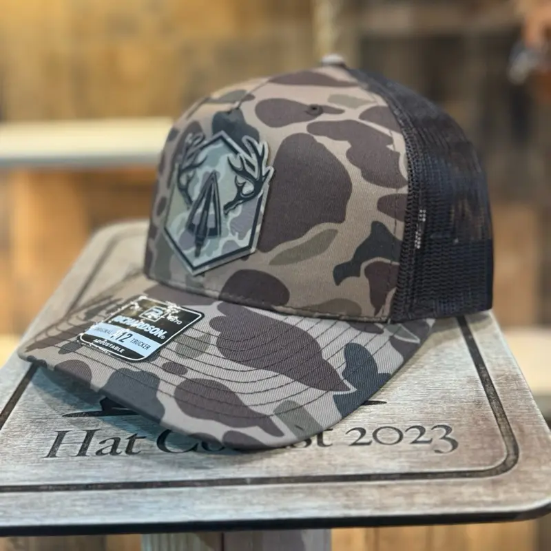 Arrow Antler Leatherette - Bark brown Hunting Patch Hat 112 Arrow Antler Leatherette - Bark brown Hunting Patch Hat 112