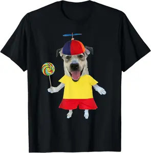 Funny Dog with Propeller Hat Lollipop Cute Design T-Shirt