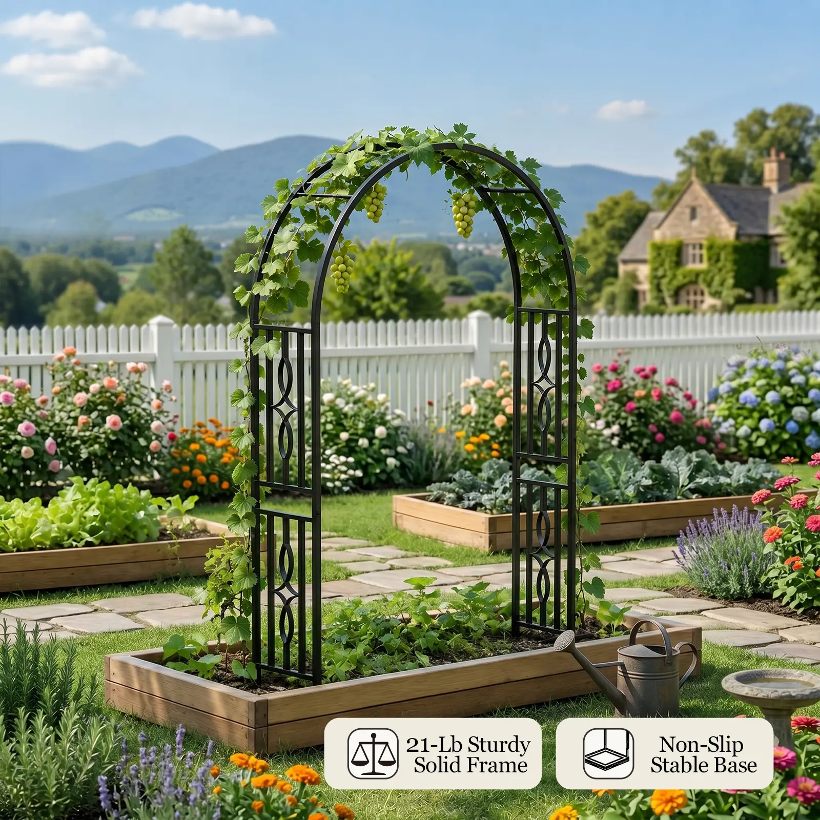 Metal Garden Arch, Heavy Duty Garden Trellis for Climbing Plants, with  Enlarged Base for Stability, Ideal for Wedding Arches & Party Decorations,  55" W x 87" H - TikTok Shop