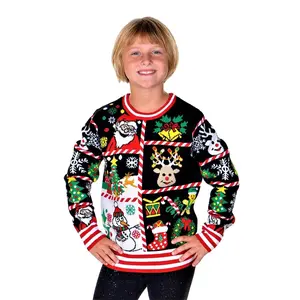 SOCAL LOOK Kids Ugly Christmas Sweater - Multicolor Long Sleeve Unisex Children Cute Festive Holiday Xmas Pullover for Boys & Girls