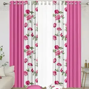 Floral Grommet Curtains with Pink Accents for Living Room - Elegant Design for Home Decor