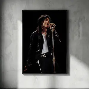 Michael Jackson Live Performance Poster - Iconic "Bad" Era Stage Wall Art, King of Pop Concert Print, Aesthetic Music Decor for Studio Room.