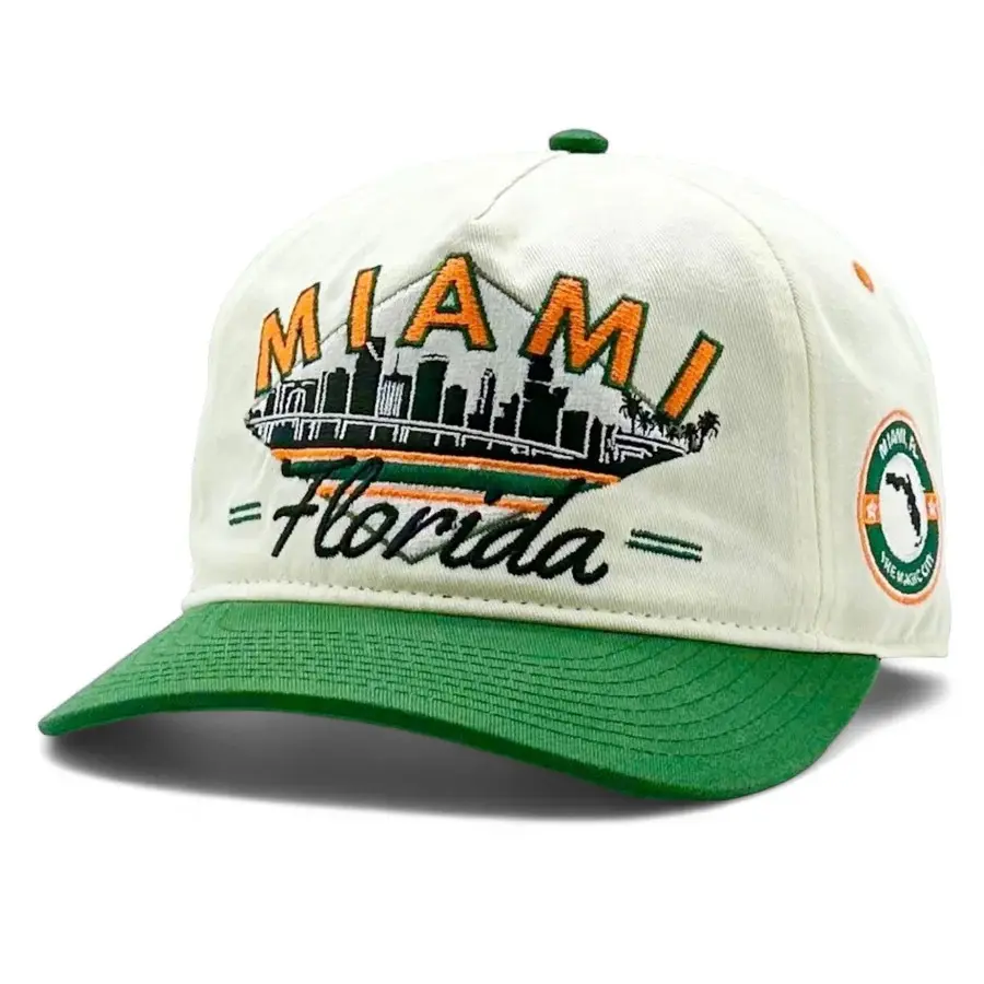 Miami Hurricanes The U Miami Snapback Hat, Retro Skyline Cap in Hurricanes Green, Five Panel High Crown Streetwear Hat for College Football Fans, Trendy 2026 Gift