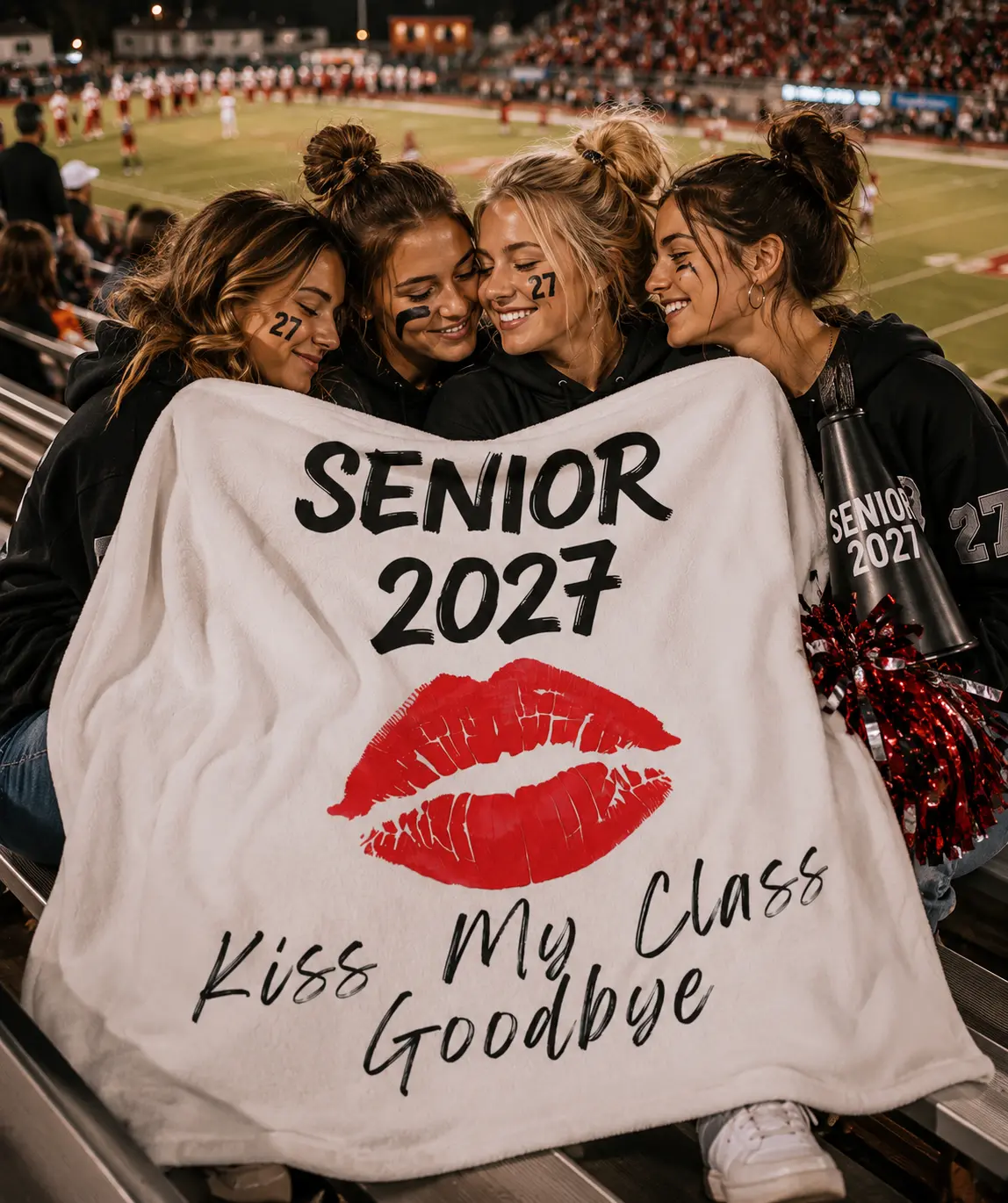 Senior 2027 Kiss My Class Goodbye Sherpa Blanket | Graduation Lip Print