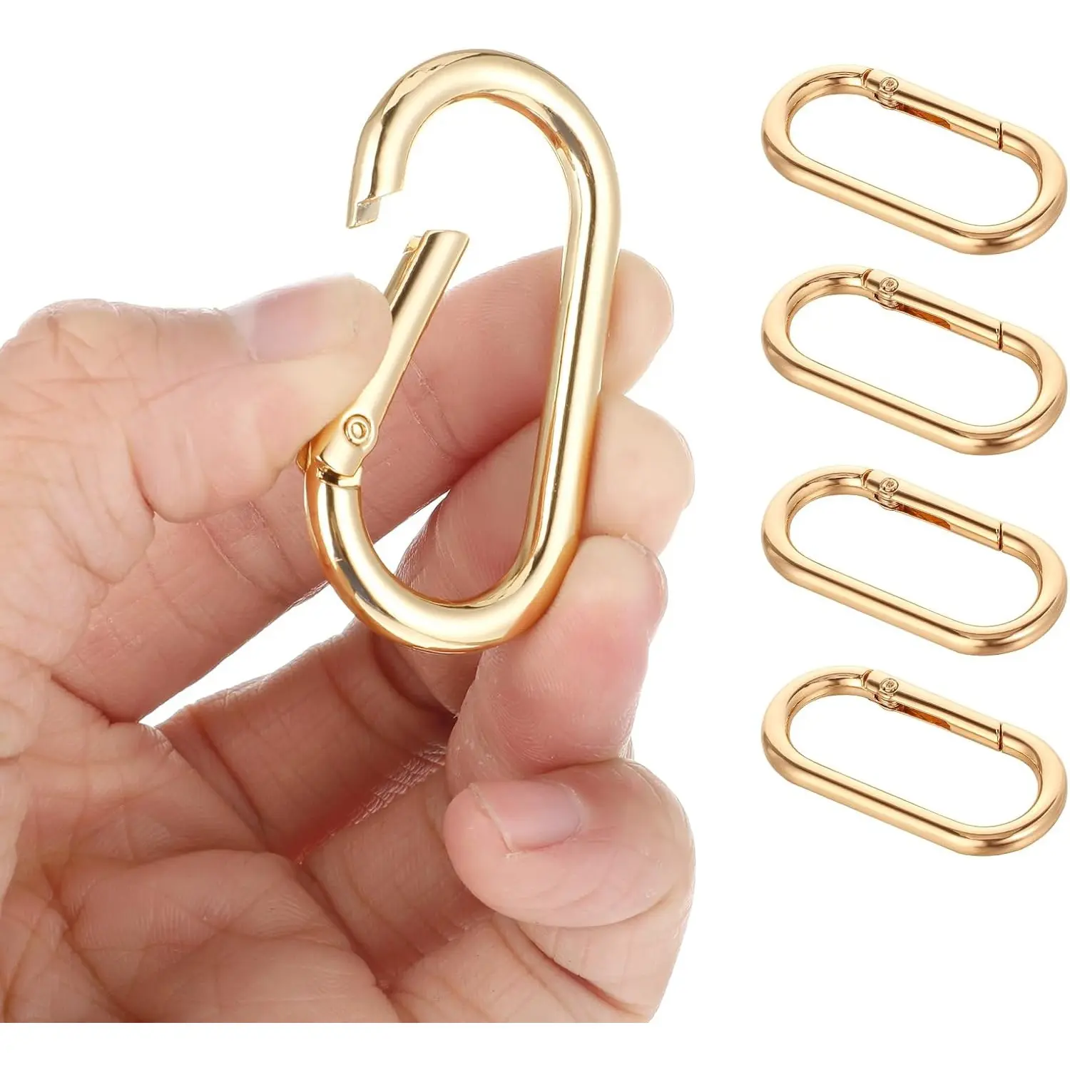 8pcs Spring O Ring Clip Oval Shape Snap Clip Key Rings Purse Strap Extender Clip Metal Spring Key Ring Keychain Alloy Round Buckle for Keys Bag Handbag Crafts, Bag Accessories