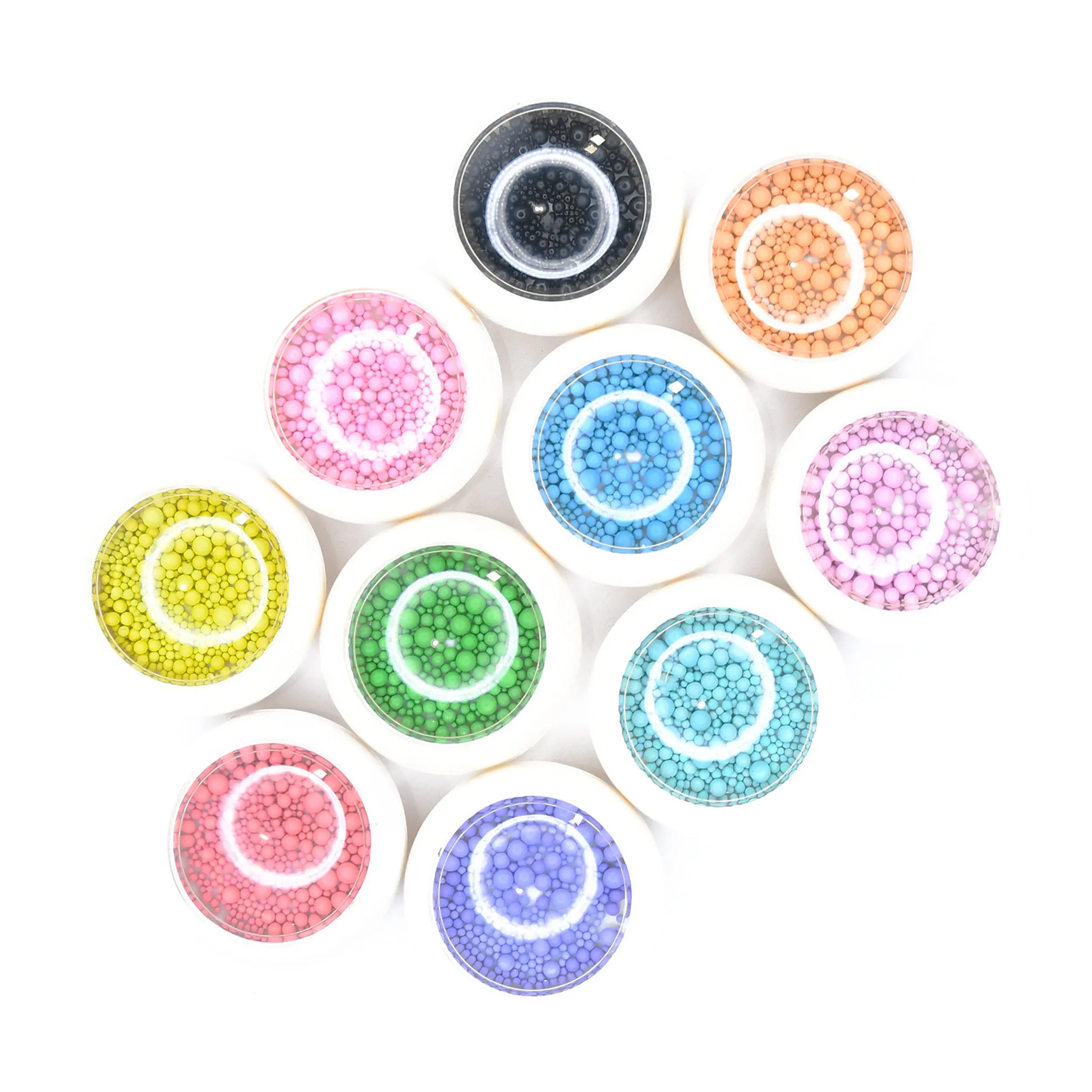Stainless Steel Mixed Bright Color Caviar Beads - 10-Pack Nail Art Decorations for DIY Nail Kit, Nail Kit Set