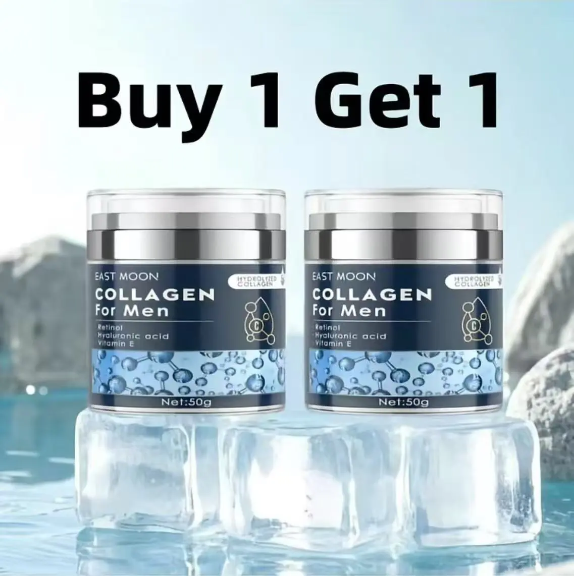 【BUY 1 GET 1 FREE】Men's Collagen Daily Facial Moisturizer Cream 50g - Lightweight, Hyaluronic Acid & Retinol Formula, Deep Hydration, Smoother Skin, Gentle Nourishing Care for Sensitive Skin, Moisture-Locking Face Lotion by Sohochic