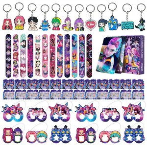 Korean Cartoon Girl Group Birthday Party Gift Set, 12 Bracelets, 12 Keychains, 12 Invitations, 12 Decorative Glasses, 96 Game Cards