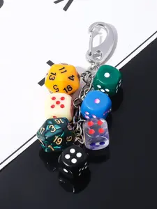 Colorful Cartoon Dice Trendy Cute Keychain for Bags Bag Pendant, Lucky Dice Gift for Boys & Girls, Trendy Punk Style Backpack Accessory