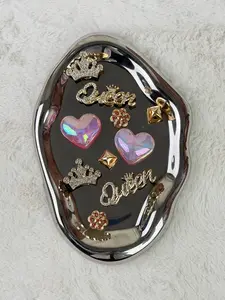 10pcs DIY Shoe Decoration Charms, Heart, Shiny Queen Crown, Fashion Versatile Garden Shoes Slippers Decorations, Girls' Gifts