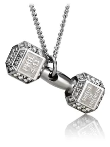 Shields of Strength Women's Crystal Dumbbell Necklace | Philippians 4:13