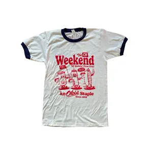 Okie Weekend Staple Ringer T-Shirt - Vintage Top with Classic Design and Comfortable Fit