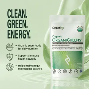 Organixx Greens Superfood Powder with Probiotic Digestive Enzymes, Gluten Free, Vegan, Daily Super Greens Powder Supplement Drink Mix for Gut Health, Immune Support & Energy, Organic, Non GMO, 10 oz