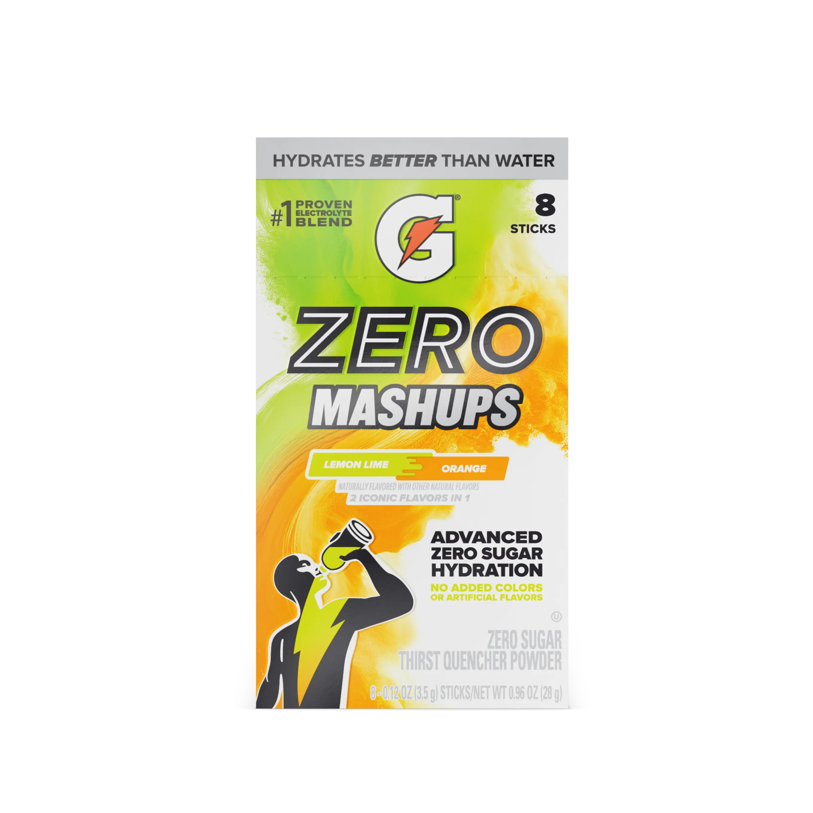 GZero Mashups|Single-serve powder|Lemon Lime/Orange|8 pack