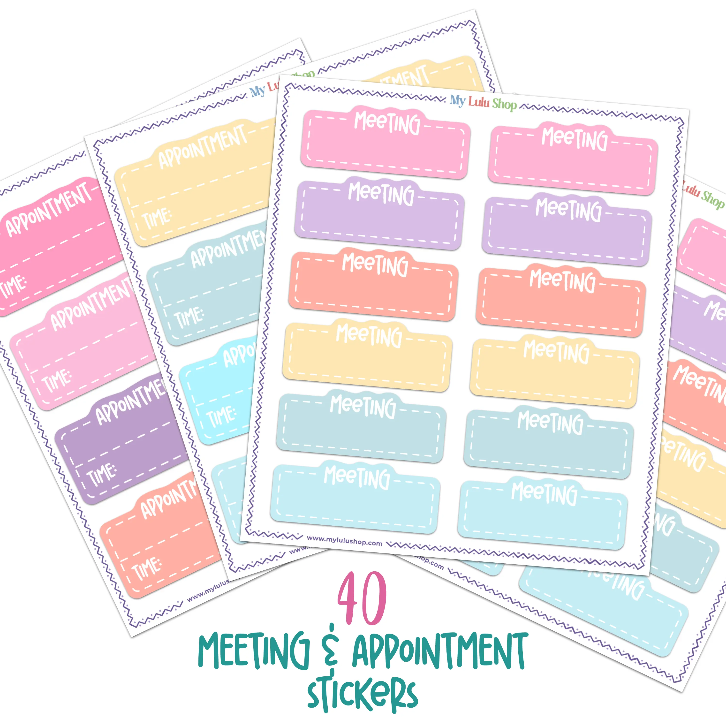Meeting and Appointment Planner Stickers for Calendars & Journals - 40 Cute Stickers on Premium Matte Vinyl - Perfect for any Meeting or Appointment Planning & Organization - Design 2
