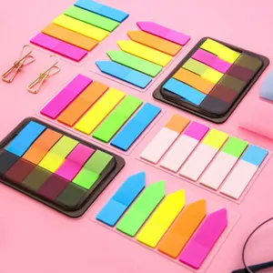 Reusable Sticky Notes Index Tabs, Transparent Plastic Bookmarks, Fluorescent Color Coding Strips for Students, Strong Adhesive, No Batteries Needed