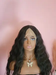 Zoe T-part Synthetic Lace Front Wig with Deep Wave Style and Sleek Black Middle Part for Versatile Glamour Look