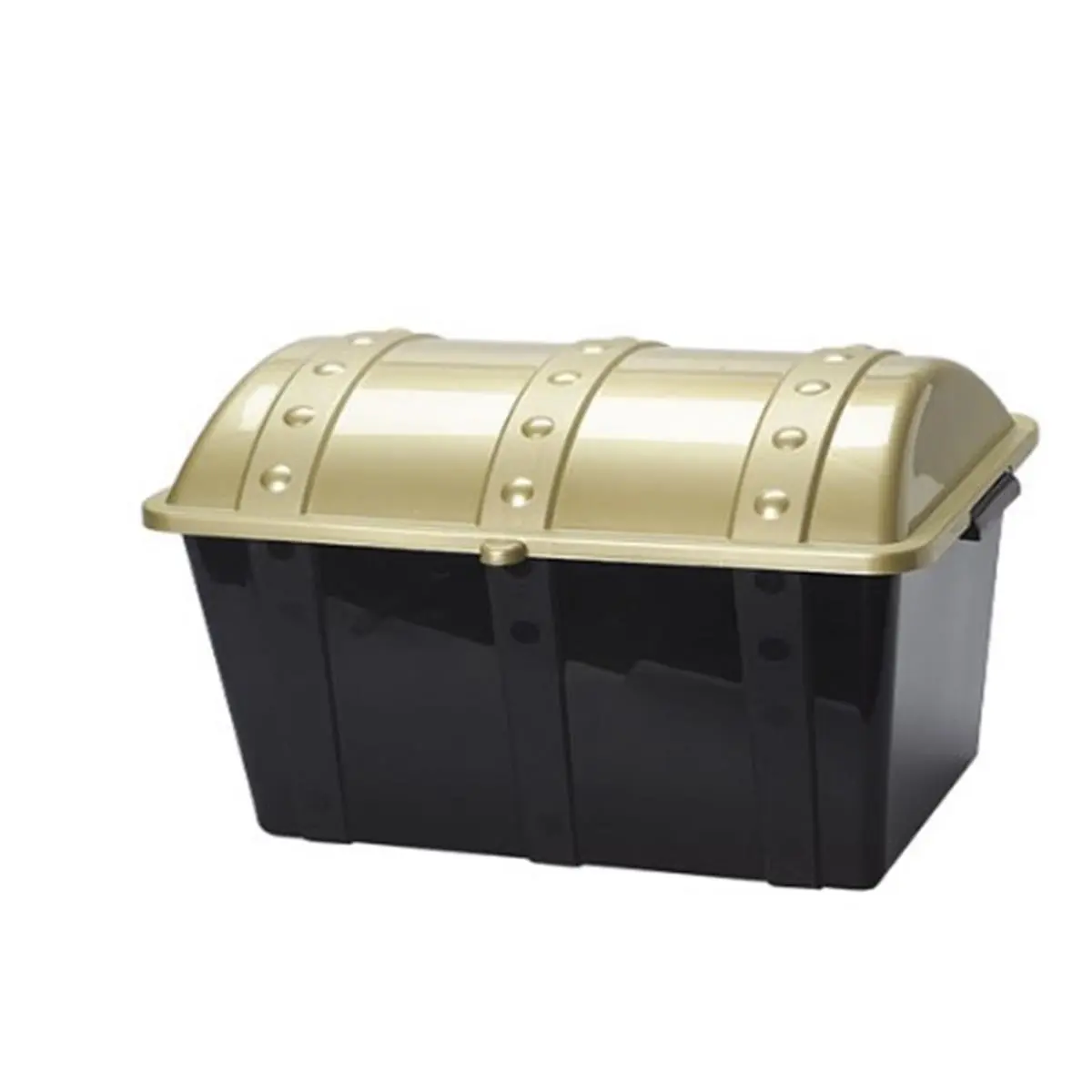 212 MAIN Plastic Traditional Rectangle Lidded Treasure Chest Boxes with Carry Handle, Durable Storage Organizer, Pirate Theme Kids' Party Supplies Container (27.63 lbs) for Home & Festive Events, Lid With Handle