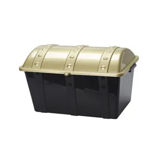 212 MAIN Plastic Traditional Treasure Chest Boxes, Durable Storage Organizer, Pirate Theme Party Loot Container for Home & Festive Party Supplies