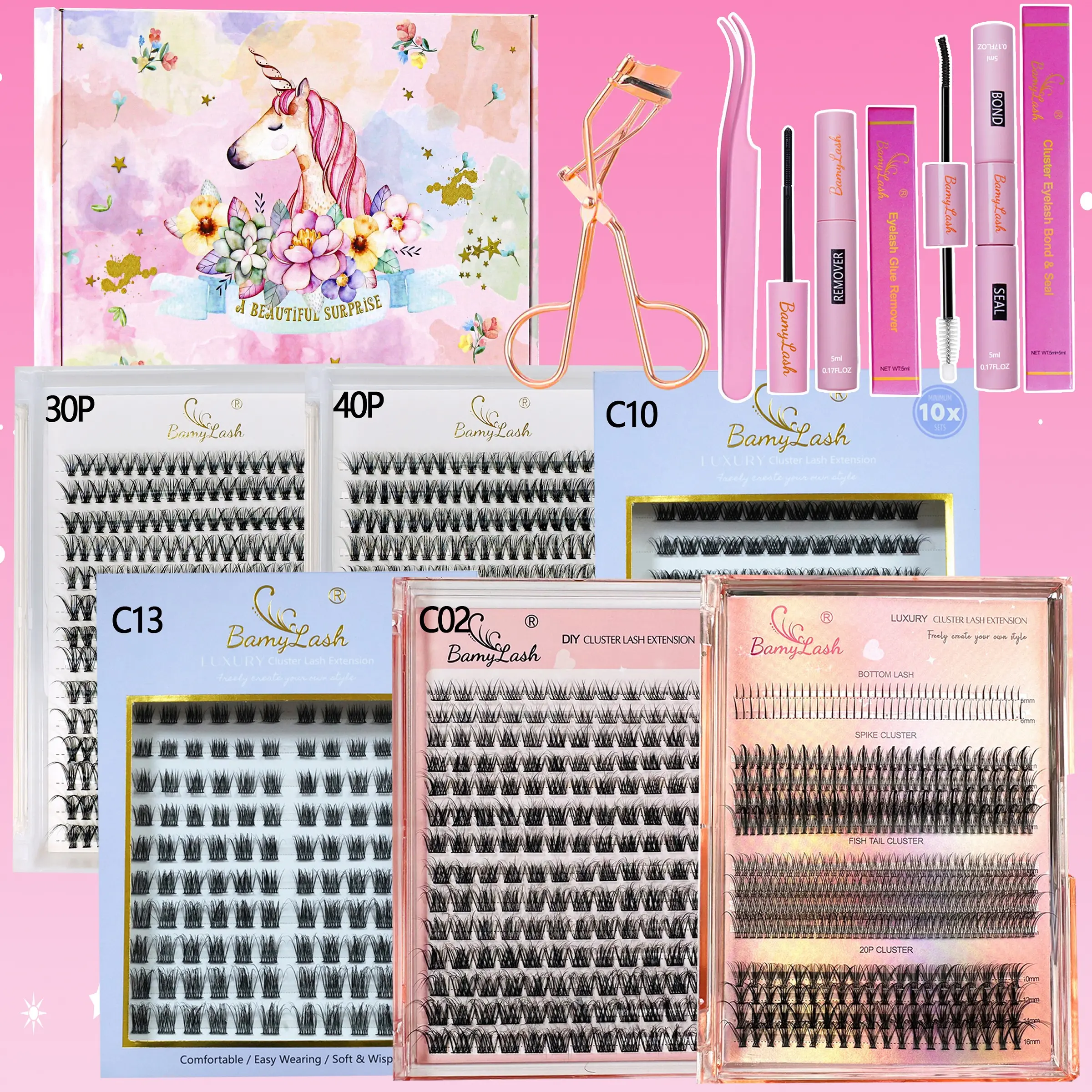 6 Boxes Natural Individual Cluster Lash Set 3D Spike Bottom, Spikes Lash Clusters, 30P 40P Cosmetic False Lashes Eyelash Clusters Extensions, D Curl Mixed Length 9 Styles, DIY Lash Extension Kit for Everyday Eye Make Up and Gift for Friends Family